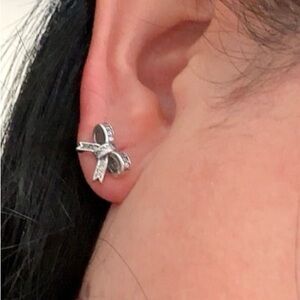 Elegant Silver Bow Earrings
